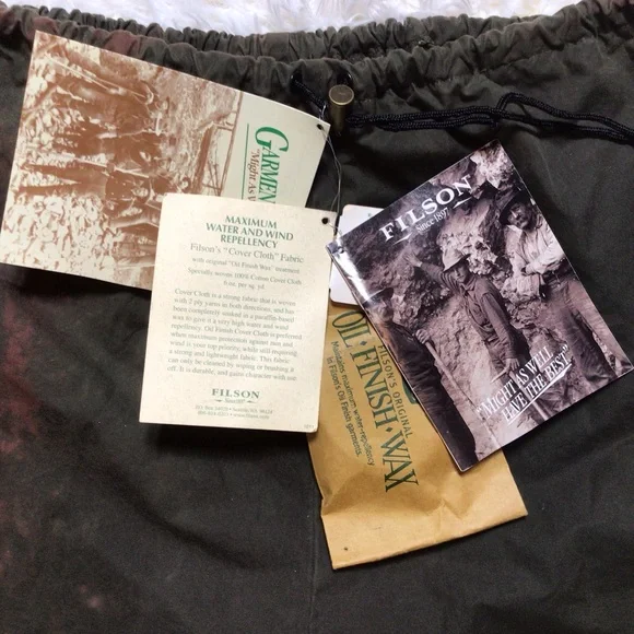 C.C. Filson Foul Weather Rain Pants Cover Cloth Oil Finish Tin Wind Repel XL Vtg